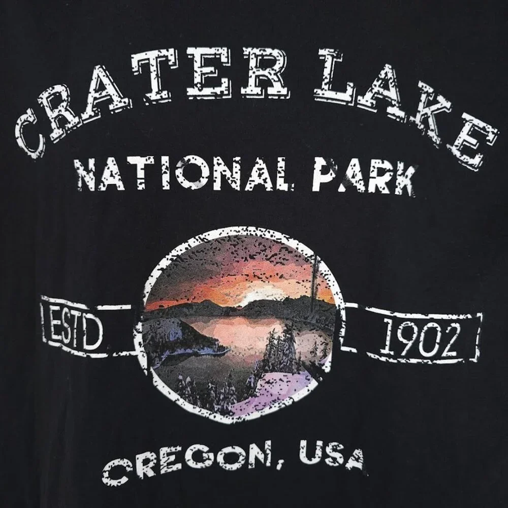 Crater Lake T Shirt Mens Size XL Black National Park Oregon Destination Tee - Picture 3 of 6